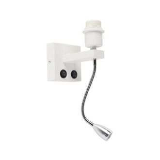 QAZQA Moderno Aplique Moderno Blanco Con Pantalla Blanca - Brescia Textil /acero Redonda Incluye Led Max. 1 X 1 Watt - Qazqa