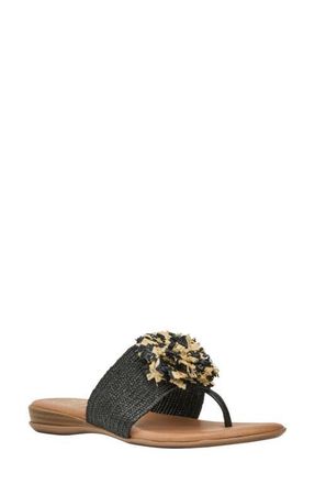Andr&eacute; Assous Nara Woven Flip Flop in Black/Natural at Nordstrom, Size 10