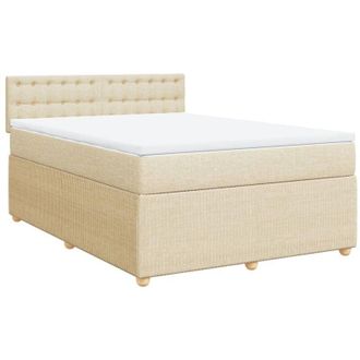 vidaXL Cama Box Spring Con Colch&oacute;n Tela Color Crema 140x200 Cm Vidaxl