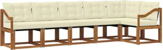 vidaXL Conjunto De Sof&aacute;s De Exterior 6 Uds. Natural Y Crema Vidaxl