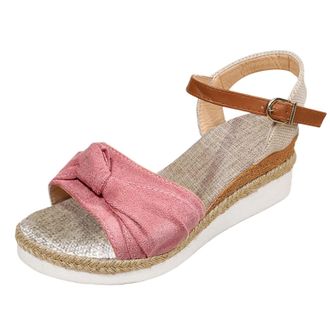 Generic Low Wedge Espadrilles Summer Sandals for Women Wide Fit Orthopedic Sandals Arch Support Closed Toe Mid Heel Sandals Strappy Party Shoes Comfortable We