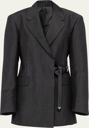 Prada Kid Mohair Belted Wrap Blazer Jacket