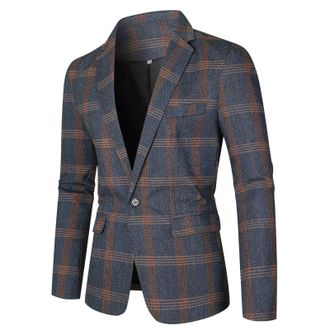 Generic MenS Plaid Blazer, Checked Suit Jacket For Men, Tailored Fit Smart Casual Blazer, Vintage Style Checkered Sport Coat, MenS Formal Checked Blazer, Slim