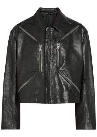 Rick Owens Heizer Grained Leather Jacket - Black - 52 (IT52 / XL)
