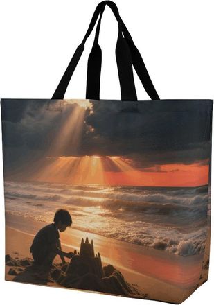 Generic Sea Sunset Handbag Eco Friendly Women Handbag Large Capacity Grocery Bags For Work College Beach