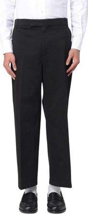 Thom Browne Stijlvolle broek met effen voorkant voor veelzijdig dragen - Heren - Straight fit broeken - Zwart - L - Broeken