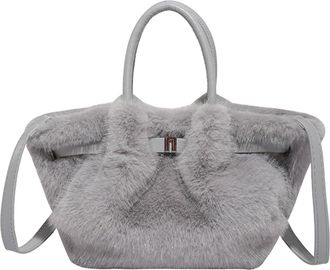 Generic Womens Plush Bags Plush Ruched Women Handbags Soft Small Tote Bag Warm Winter Shoulder Crossbody Bags(Color3)