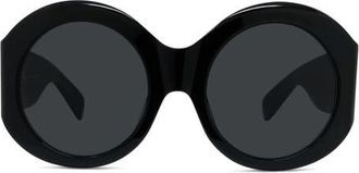 Givenchy Cocoon 56mm Round Sunglasses in Shiny Black /Smoke at Nordstrom