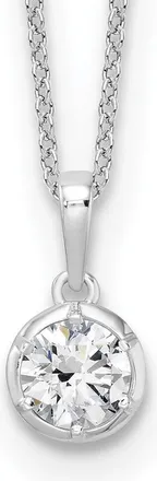 Diamond2Deal 14k White Gold 5/8 Ct Lab Grown Diamond Solitaire Pendant Necklace 18 Clarity VS, Color D-E