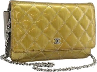 Chanel Pre-owned Enamel Shoulder Bag - Dames - Vintage Schoudertas - Geel - ONE Size - Leer - Vintage