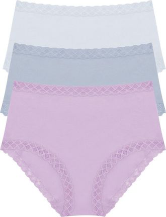 Natori Bliss Cotton French Cut Brief 3-Pack in Frost Sky/blue Mst/violt Tulip at Nordstrom, Size Xx-Large