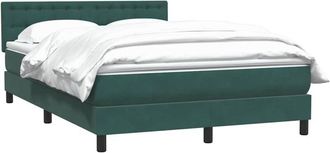 vidaXL Cama Box Spring Con Colch&oacute;n Terciopelo Verde Oscuro 160x220 Cm Vidaxl