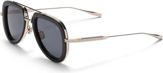 Valentino Aviator Zonnebril Zwart/Wit Goud Titanium - Dames - Zonnebrillen - Geel - ONE Size - Accessoires
