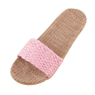 Generic Womens Slippers, 39 Non-Slip, House Slippers, Womens Summer, Linen Home Slippers, Indoor Open Toe Flat Beach Shoes, Plain Slippers, Comfortable Elegan