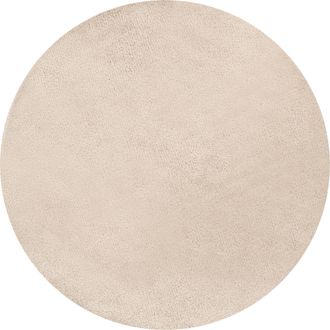 Beliani Alfombra De Pelo Largo Beige Claro 140 Cm Redonda Moderna Demre