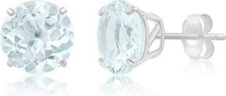 MAX + STONE 14k White Gold 9mm Round Cut Gemstone Stud Earrings