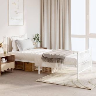 vidaXL Estructura Cama Sin Colch&oacute;n Con Estribo Metal Blanco 90x200 Cm Vidaxl