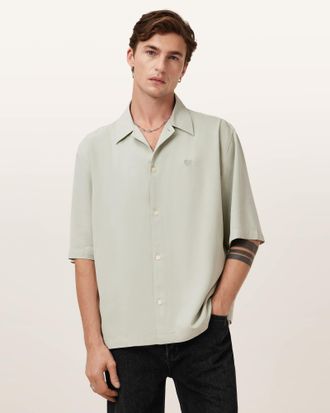 AllSaints Viscose Rialto Oversized Short Sleeve Shirt, Size: XXL