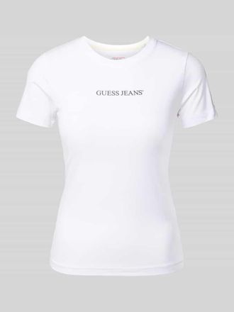 Guess Slim Fit T-Shirt mit Label-Print in Weiss, Gr&ouml;&szlig;e S