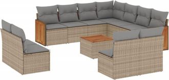 vidaXL Set De Sof&aacute;s De Jard&iacute;n 12 Pzas Y Cojines Rat&aacute;n Sint&eacute;tico Marr&oacute;n Vidaxl