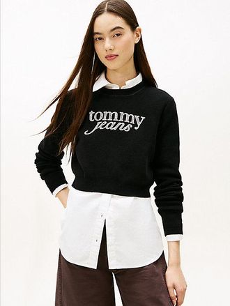 Tommy Hilfiger Jersey cropped de chenilla con logo bordado