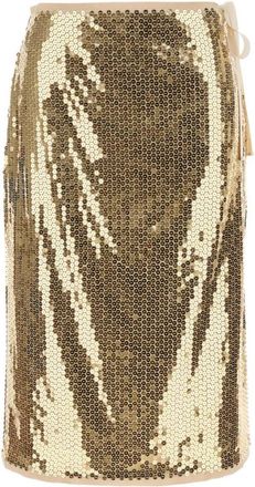 Prada Golden Embellished Mesh Skirt