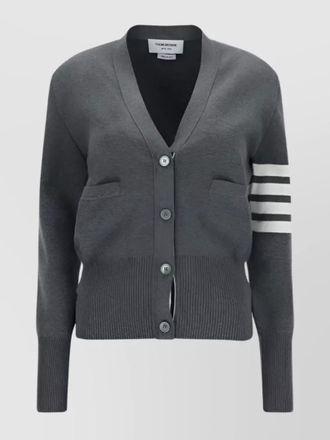 Thom Browne ribbed v-neck long-sleeve cardigan