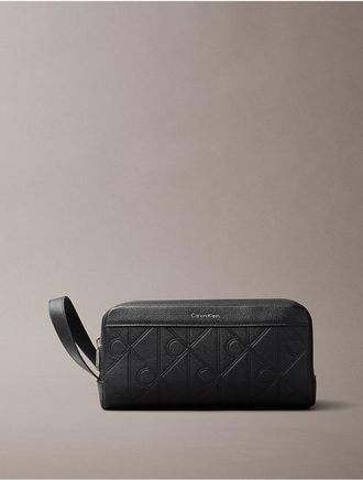 Calvin Klein Mens Embossed Emblem Logo Dopp Kit - Black