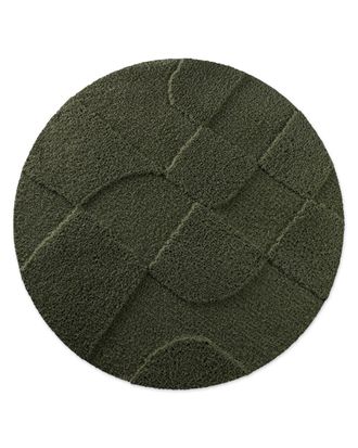 Wecon Home Alfombra de ba&ntilde;o redonda en relieve caqui oscuro &Oslash;80