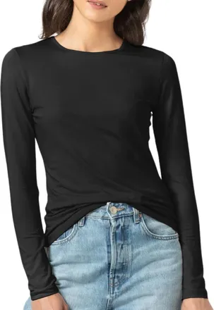 Lilla P Long Sleeve Crew Tee In Black