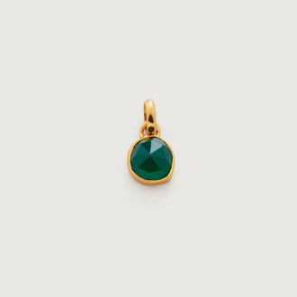 Monica Vinader Gold Siren Bezel Gemstone Small Pendant Green Onyx