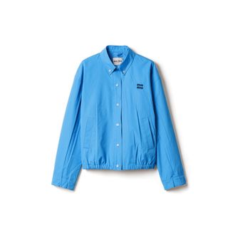 Miu Miu Poplin Blouson Jacket, Woman, Periwinkle Blue, Size 36