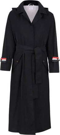 Thom Browne Cappotto monopetto con cintura - Blu