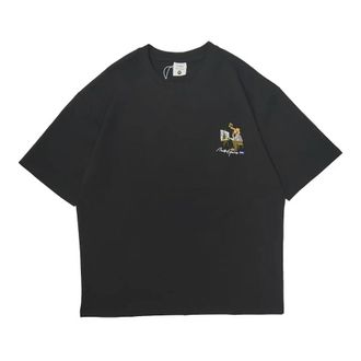 Generic QXWD Mens Character Embroidery Oversized T-Shirt characterTrendy Summer Letter Print Loose Fit Tee Casual Short Sleeve Top