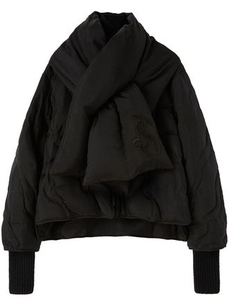 Jil Sander logo-embroidered down jacket - women - Viscose - 38 - Black