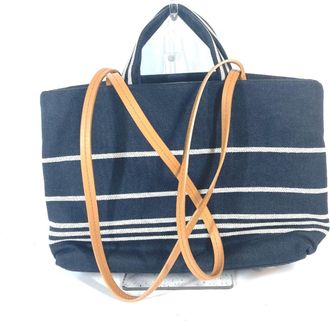 Chanel Blue White Denim Leather Handbag Shoulder Bag Tote Bag (Pre-Owned)