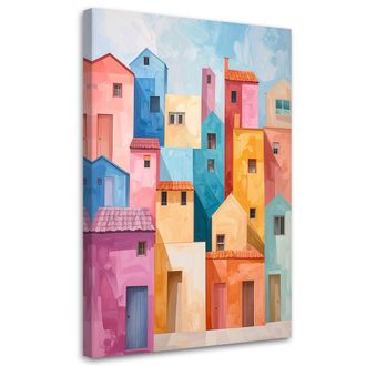 Feeby Cuadro En Lienzo, Ciudad Abstracta Y Colorida, 70x100