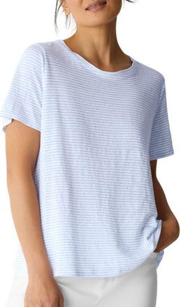 Eileen Fisher Stripe Organic Linen T-Shirt in Skylight at Nordstrom, Size X-Small