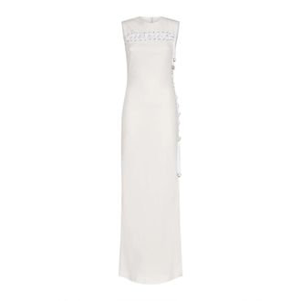 John Richmond Lange jurk met gevlochten details - Dames - Maxi kleedjes - Wit - S - Kleedjes