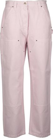 Prada Broeken, Dames, Roze, S, Denim, Cropped Cargo Broek