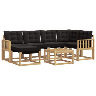 vidaXL Conjunto De Sof&aacute;s De Exterior Con Coj&iacute;n 7 Pcs Blanco Y Negro Vidaxl