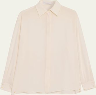 Michael Kors Button-Down Silk Boyfriend Shirt