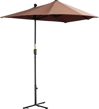 OUTSUNNY Sombrilla De Pared De Jard&iacute;n 200x190x240 Cm Parasol De Terraza Con Manivela Poste De Acero Y Base Cruzada Anti-uv Para Terraza Balc&oacute;n Caf&eacute;