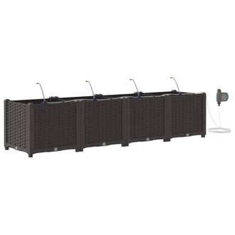 Berkfield Home Garden Planters with Water Irrigation System 4 pcs Brown