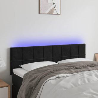 vidaXL Cabecero Con Led De Terciopelo Negro 144x5x78/88 Cm Vidaxl