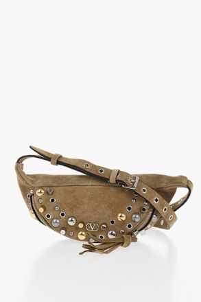Valentino Suede Waist Bag With Studs And Zip Closure Valentino