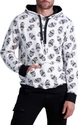Karl Lagerfeld Armour Karl Cotton Hoodie in White/Black at Nordstrom Rack, Size Small