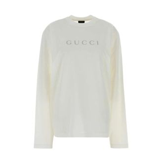 Gucci Camiseta Oversize de Algod&oacute;n - Tops - Mujer - Blanco - S