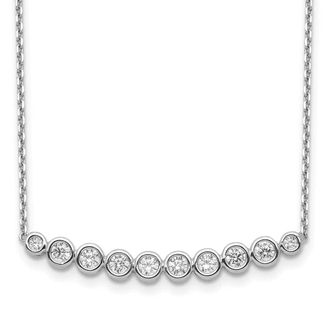 Diamond2Deal Sterling Silver 10 Stone CZ Bar Necklace 16with 2 ext