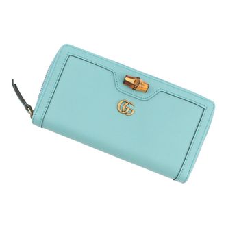 Gucci Turquoise Leather Long Wallet (Bi-Fold) (Pre-Owned)